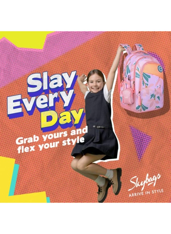 سكاي باجز Skybags Bloom 30 Litres Pink School Bag For Girls, 3 Compartment - Image 4